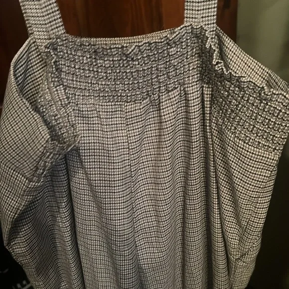 Target Wild Fable plaid houndstooth jumpsuit black tan cream size Large - Picture 3 of 3